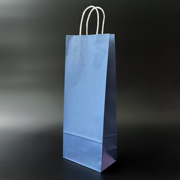 Пакет паперовий 15х9х39 см Синій з ручками 100 г/м BG-K100-15х9х39-BLUE фото