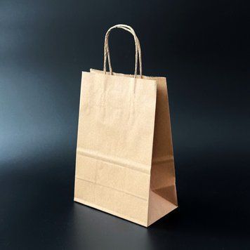 Пакет бумажный 25х14х32 см Крафт бурый с ручками 100 г/м BG-K100-15х9х22-NATURAL фото