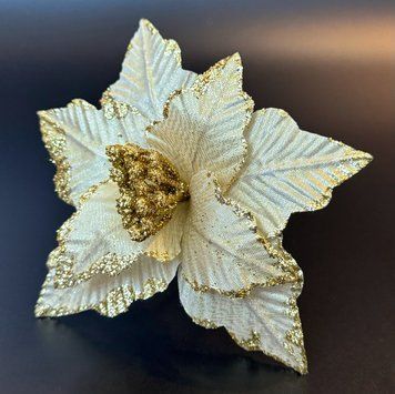 Новогодний декор Цветок пуансетия 14 см золото FP-14-gold фото